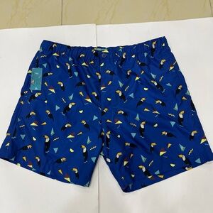 NWT JOE MARTIN Men’s Hybrid Short‎ - Bathing Suit in Blue with Toucans Size 2XL